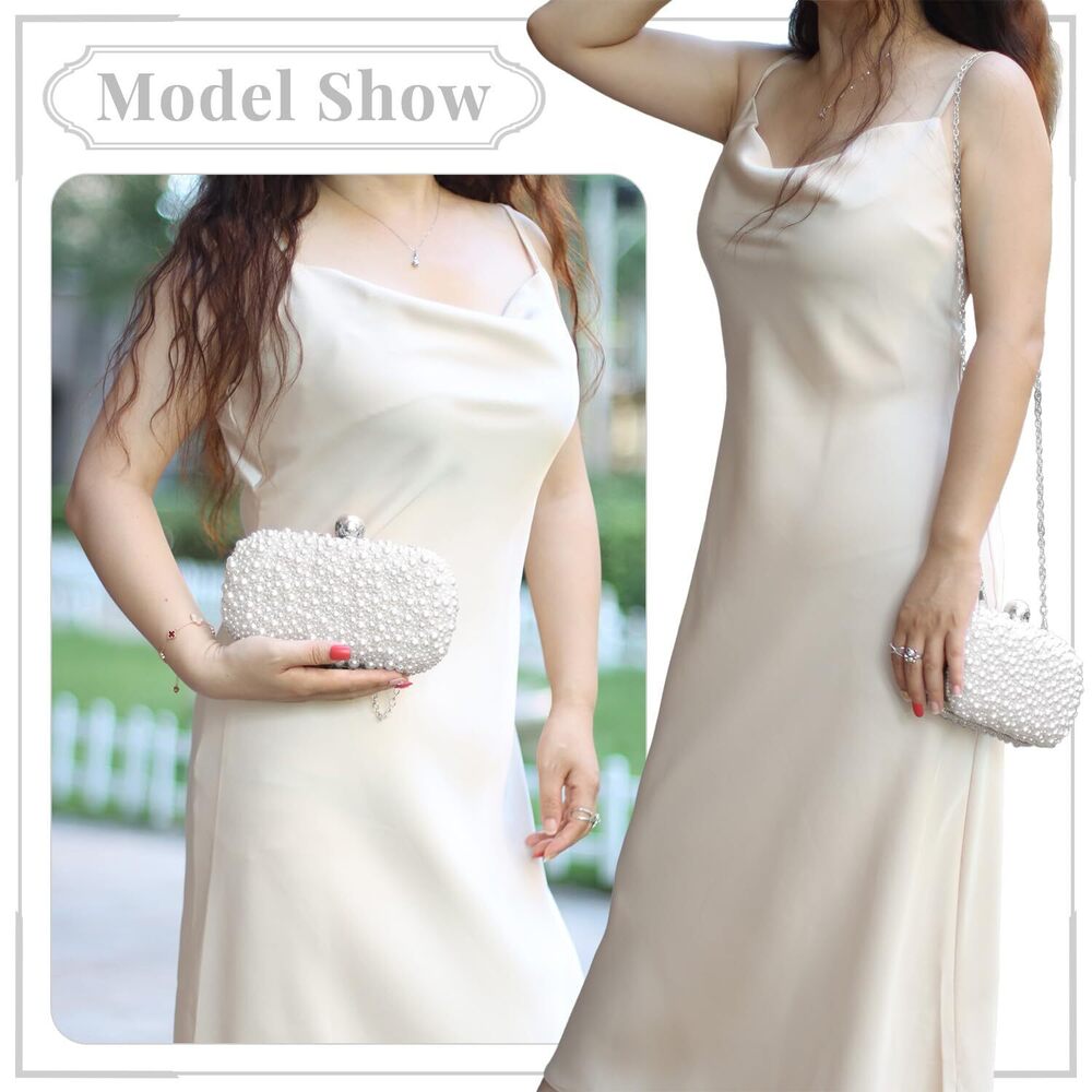5599 Pearl Evening Handbags Beaded Clutch Purses for Wedding Bridal Party - Picture 6 of 7
